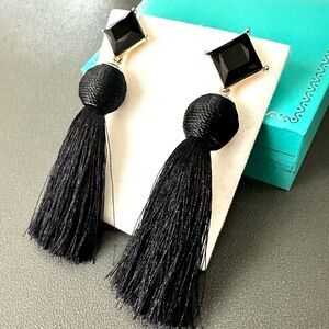 Sugarfix Black Tassel Statement Earrings